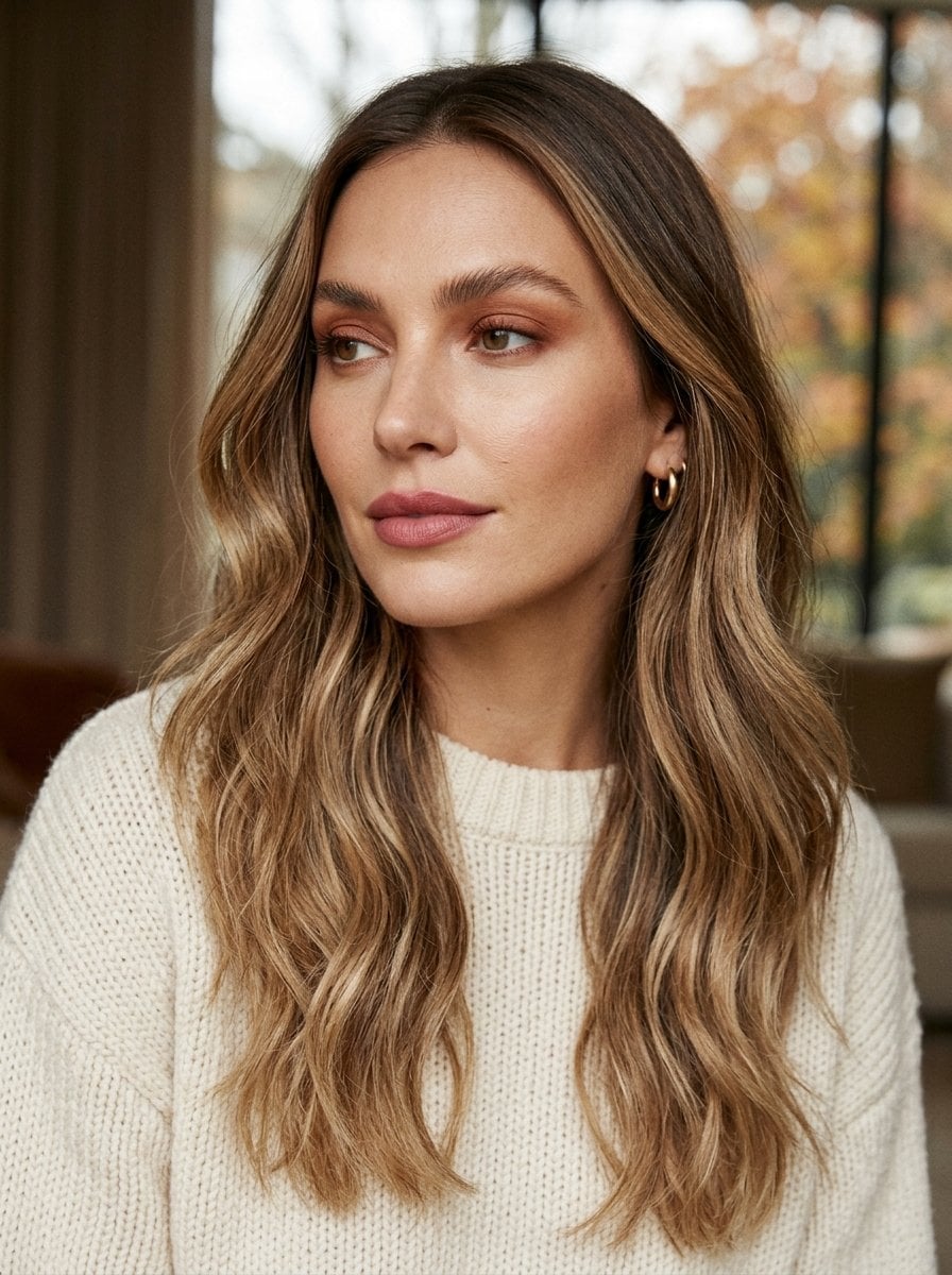 Ashy Mushroom Brown Collarbone With Balayage — Classy Brunette Hair Colors