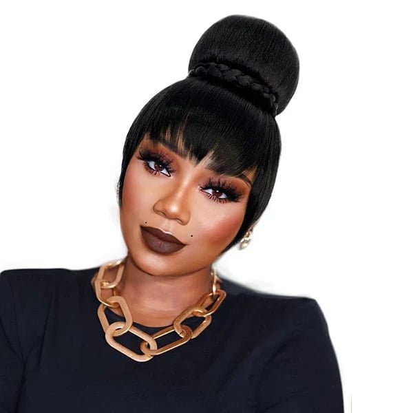 High Sleek Bun With Braided Accent High Sleek Bun With Braided Accent — Classy Bun and Bang