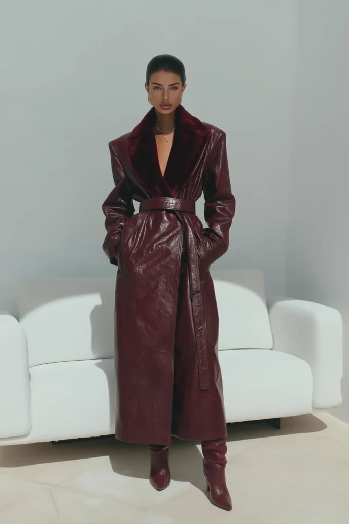 Oversized Burgundy Coat and Pointed Toe Boots — Classy Burgundy Boots Outfit