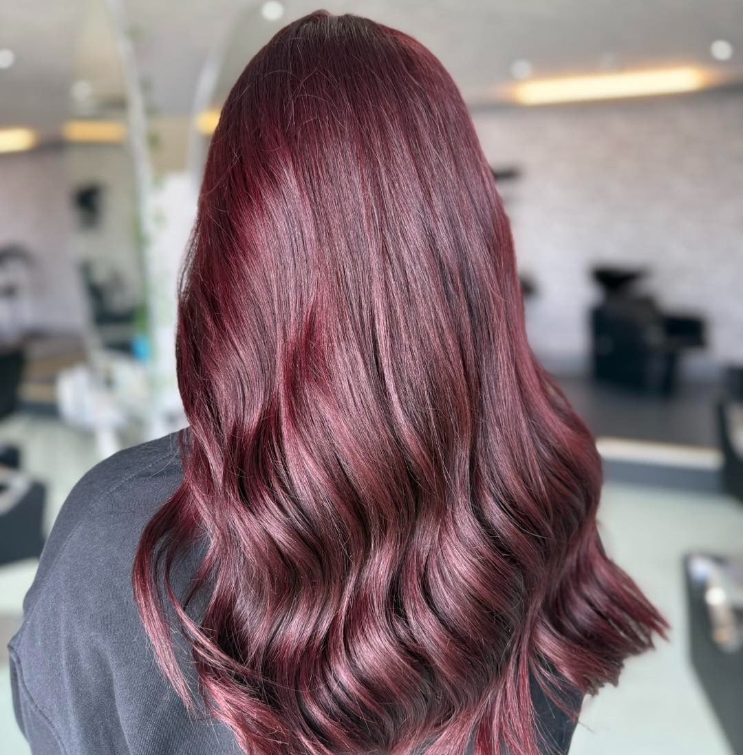 Mid-Back Deep Burgundy All Over — Classy Burgundy Highlights