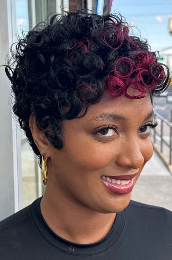 Mid-Back Length Rich Burgundy With Subtle Highlights, Close-Up Take — Classy Burgundy Highlights