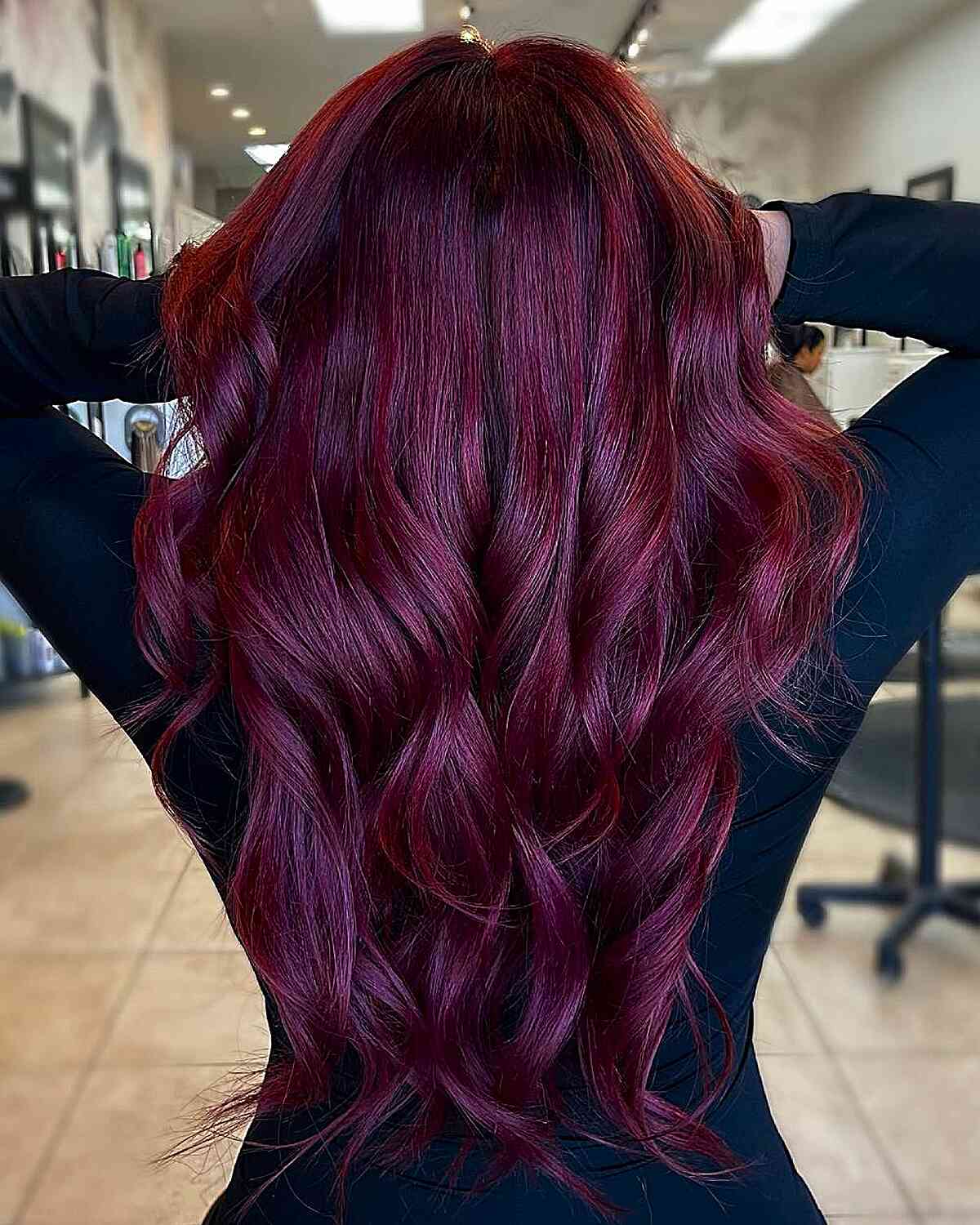 Shoulder Length Vibrant Burgundy With Highlights — Classy Burgundy Highlights