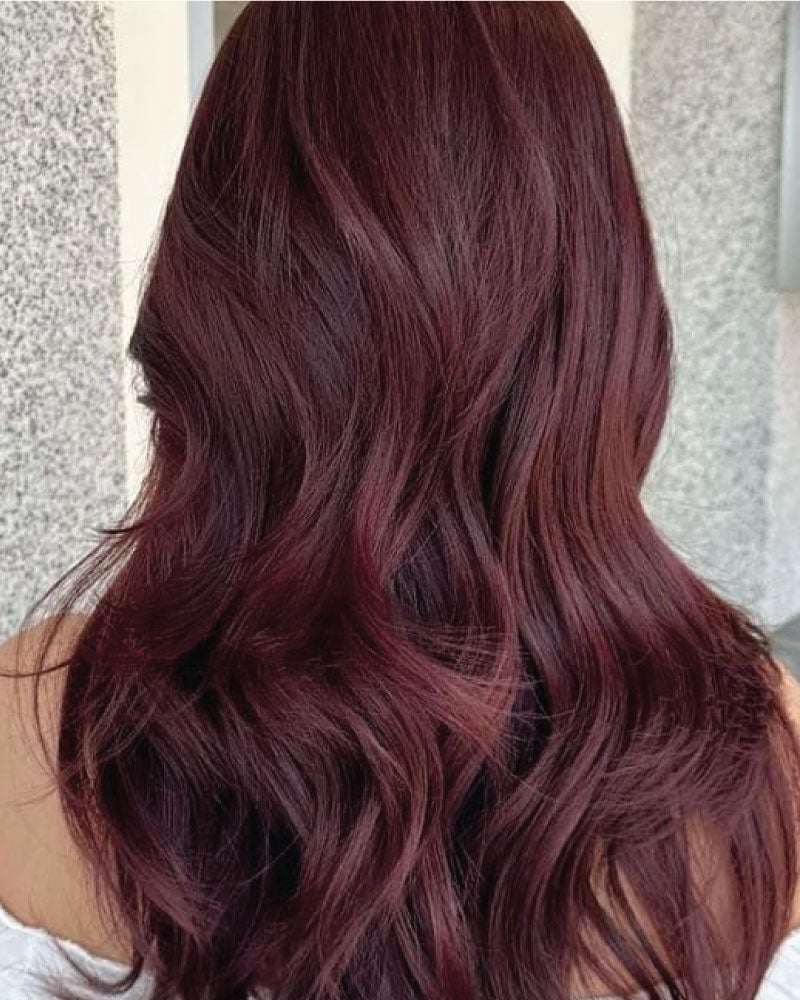 Mid-Back Wavy Hair With Burgundy Highlights — Classy Burgundy Highlights
