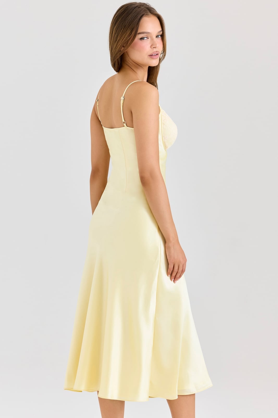 Butter Yellow Satin Bias Cut Slip Midi Dress Butter Yellow Satin Bias Cut Slip Midi Dress — Classy Butter Yellow Dress