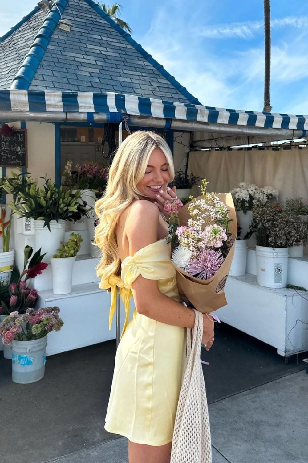 Pale Yellow Off-the-Shoulder Satin Dress With Tie Detail Pale Yellow Off-the-Shoulder Satin Dress With Tie Detail — Classy Butter Yellow Dress