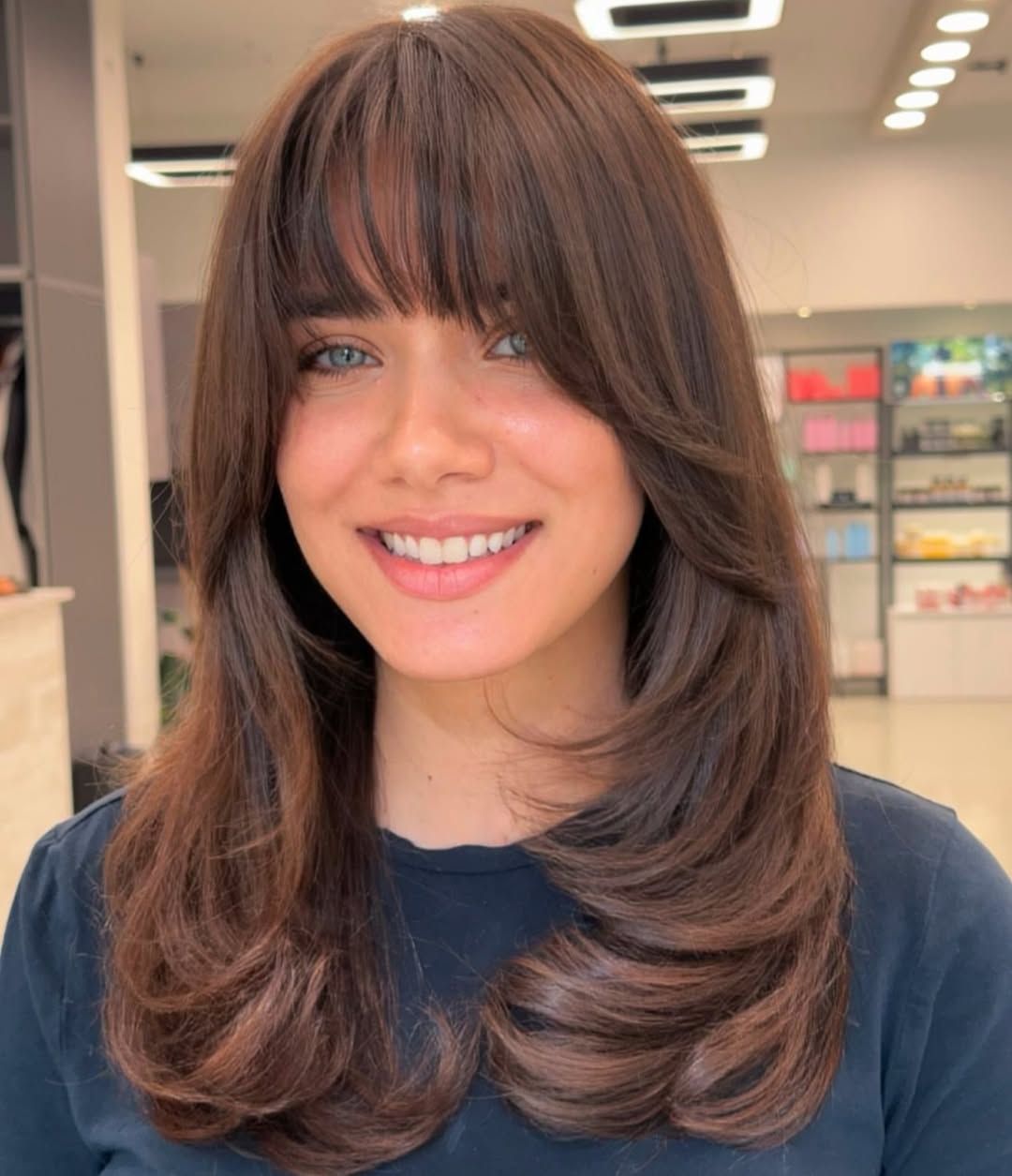 Mid-Back Shag With Full Bangs And Waves — Classy Butterfly Hair