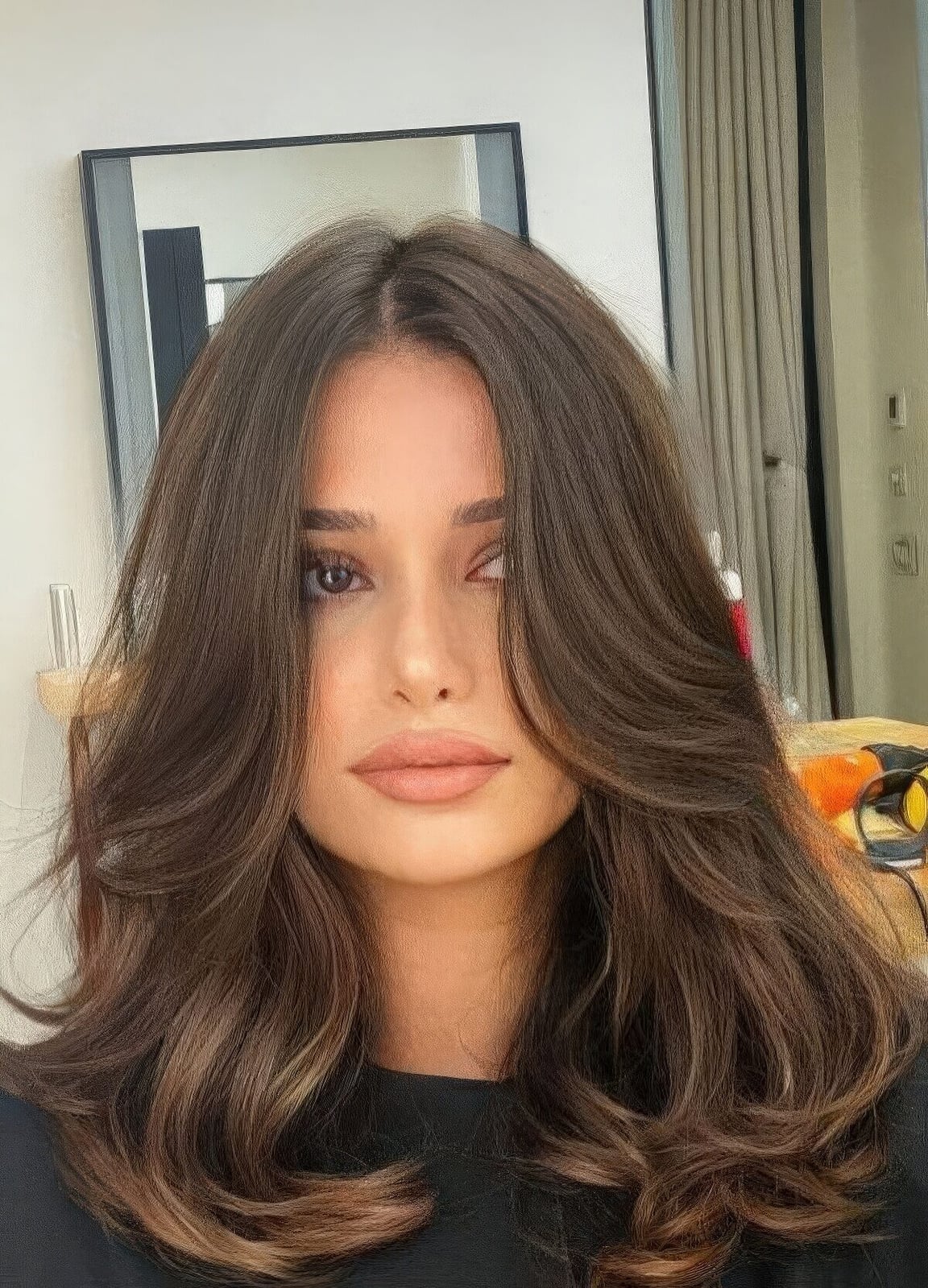 Collarbone Honey Blonde Layers With Waves and Curtain Bangs — Classy Butterfly Hair