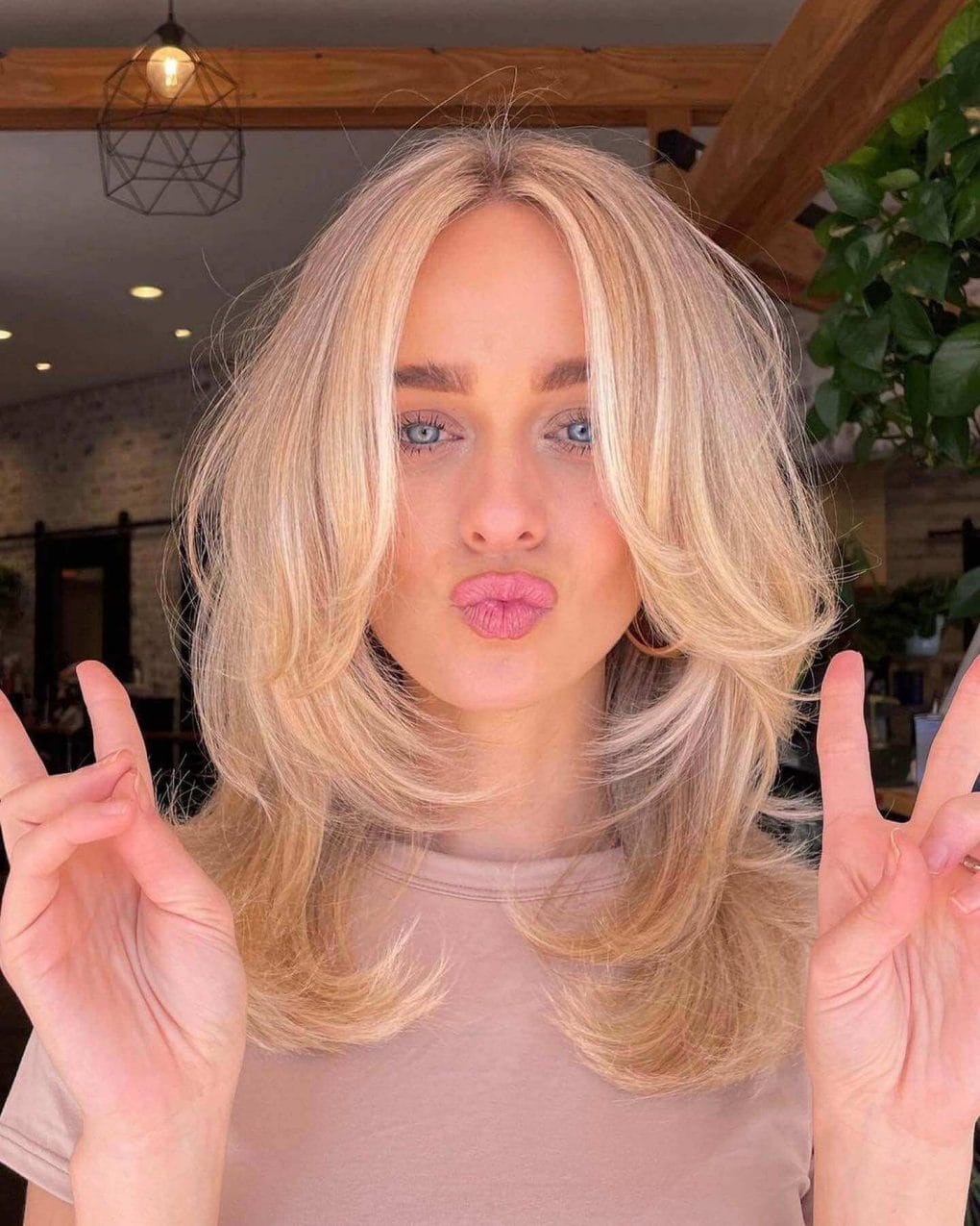 Shoulder Length Blonde Layers With Curtain Bangs — Classy Butterfly Hair