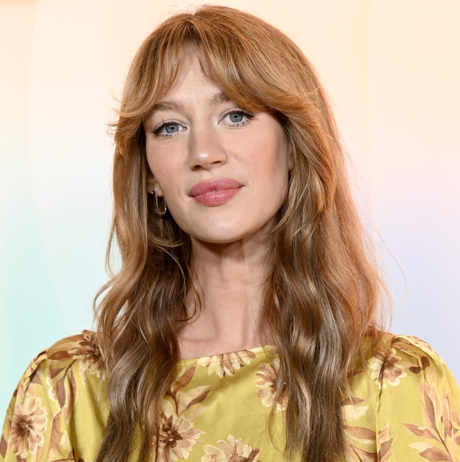 Mid-Back Strawberry Blonde Layers With Curtain Bangs, Middle — Classy Butterfly Hair
