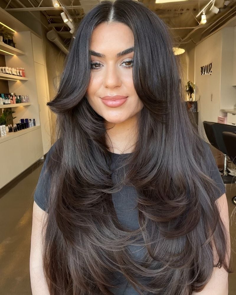 Voluminous Mid-Back Layers With Subtle Highlights — Classy Butterfly Hair
