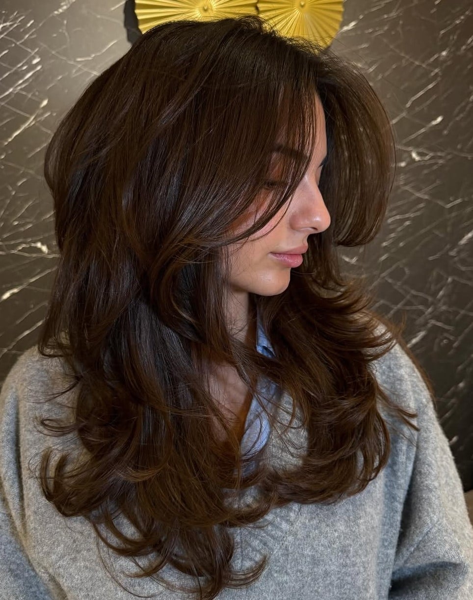 Mid-Back Brown Blonde Layers With Bouncy Blowout — Classy Butterfly Hair