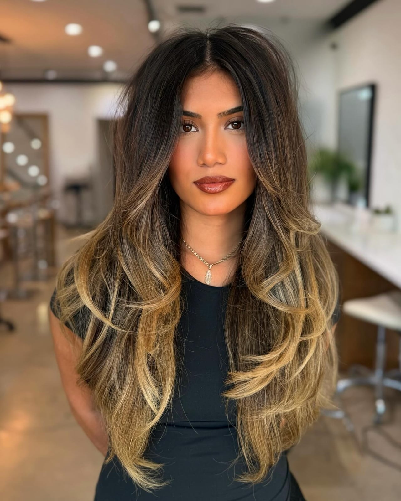 Mid-Back Wavy Layers With Curtain Bangs — Classy Butterfly Hair