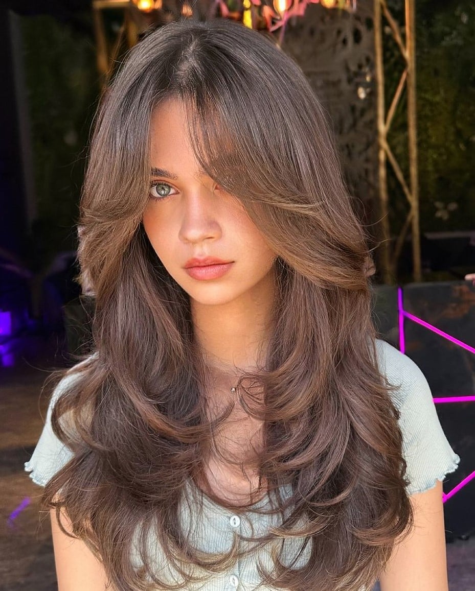 Mid-Back Layered Shag With Soft Curtain Bangs — Classy Butterfly Hair
