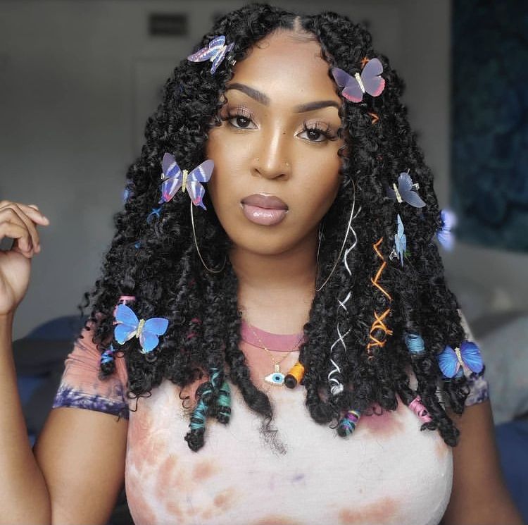 Mid-Back Black With Colorful Accents Mid-Back Black With Colorful Accents — Classy Butterfly Locs