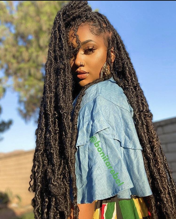 Mid-Back Black Locs With Curtain Bangs Mid-Back Black Locs With Curtain Bangs — Classy Butterfly Locs