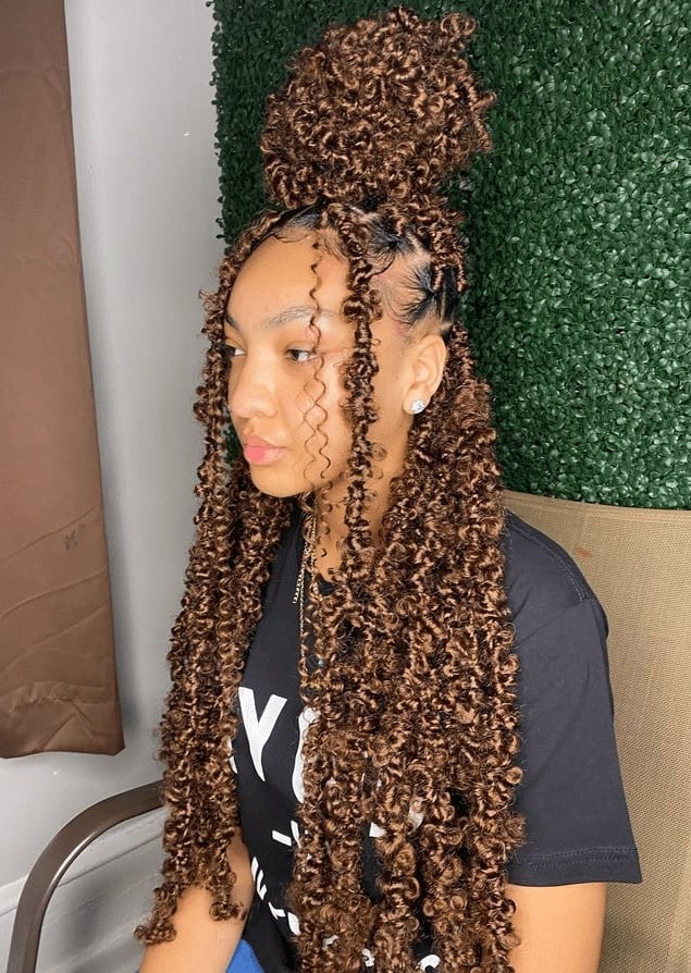 Brown Half-Updo With Side-Swept Bangs Brown Half-Updo With Side-Swept Bangs — Classy Butterfly Locs