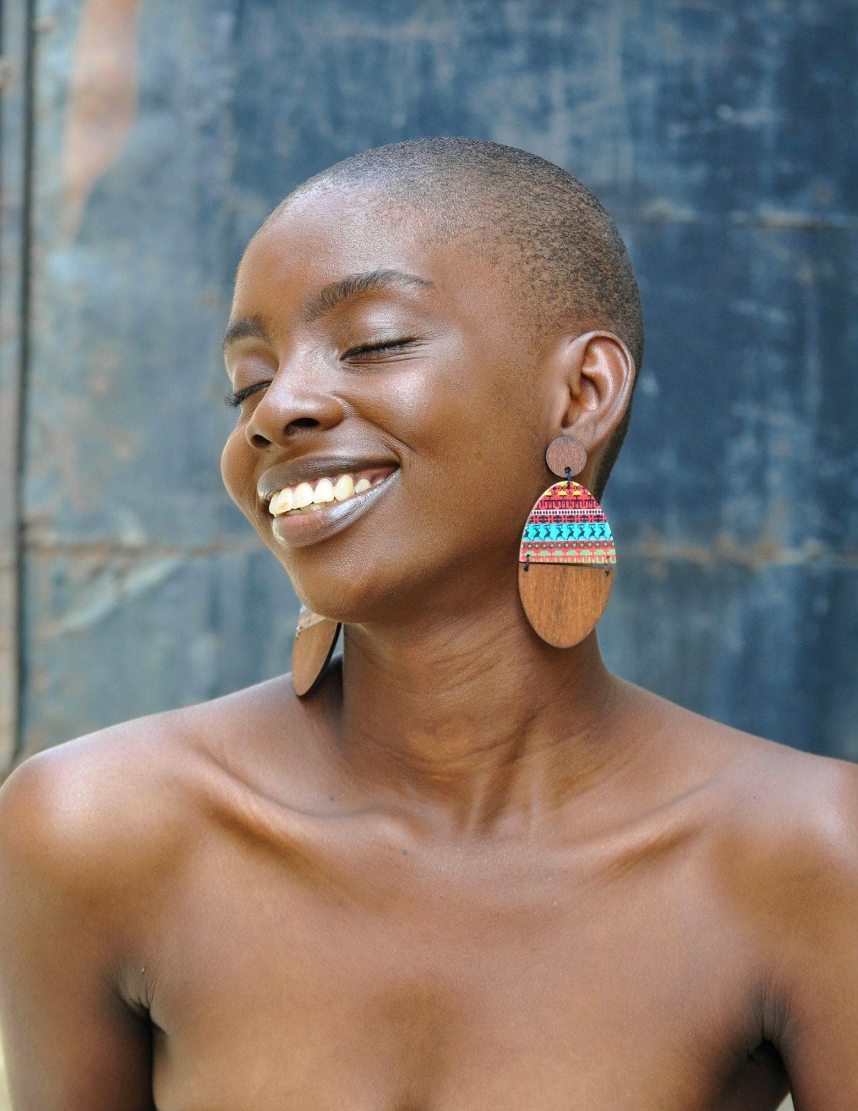 Buzz Cut with Large Colorful Statement Earrings — Classy Buzz Cut