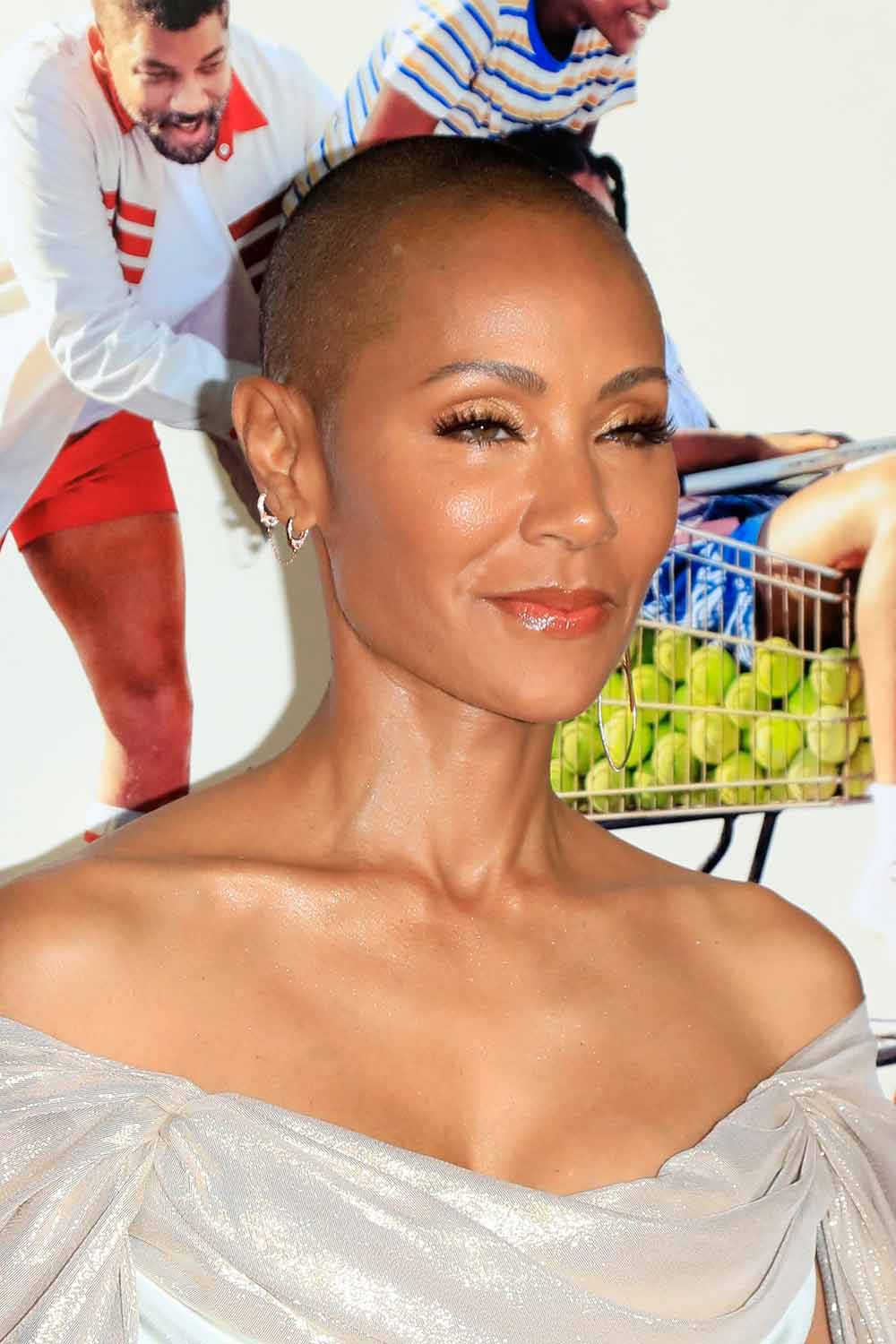 Silver Buzz Cut with Off-The-Shoulder Top — Classy Buzz Cut