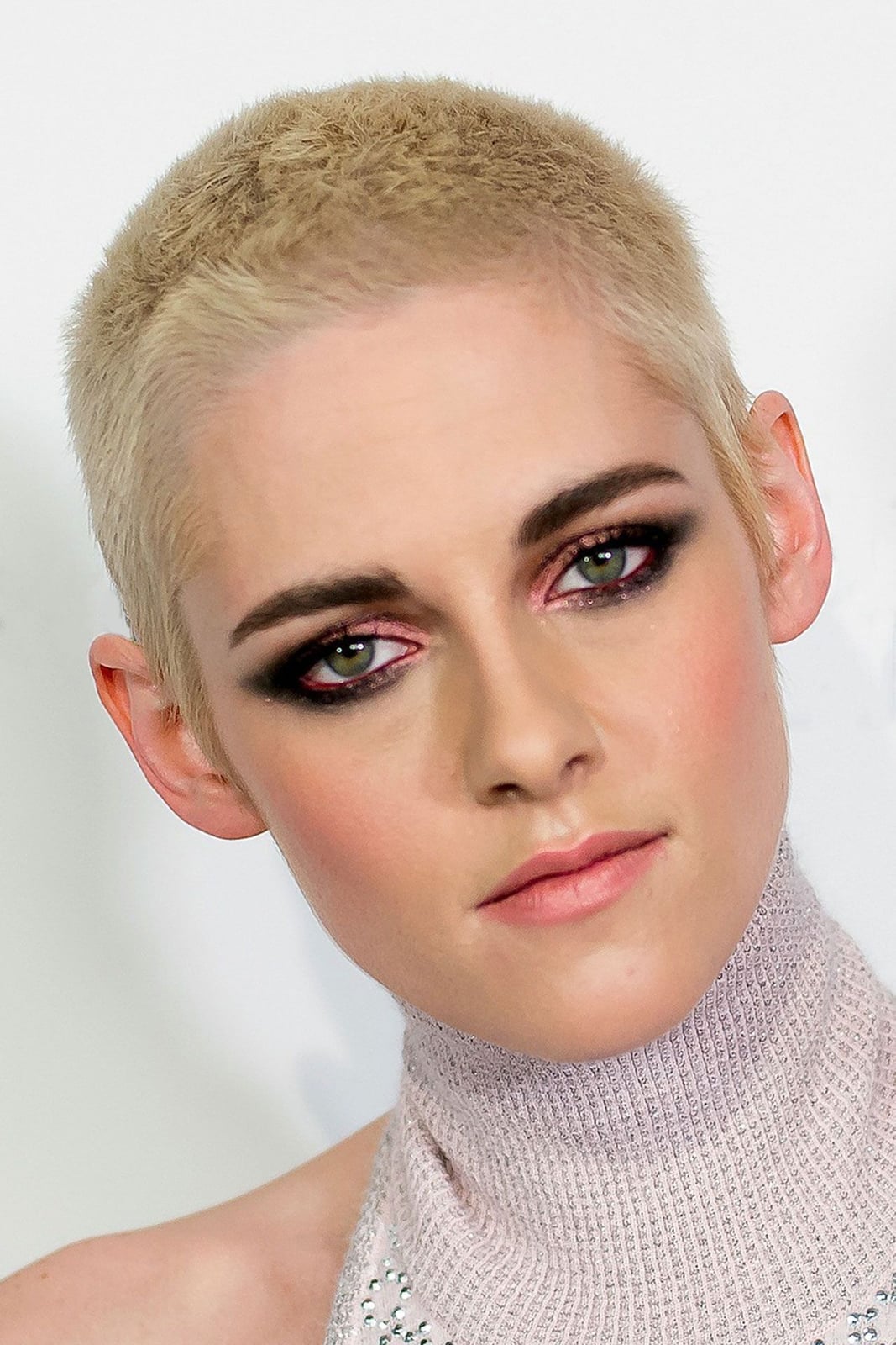 Ribbed Knit Turtleneck with Dramatic Eye Makeup — Classy Buzz Cut