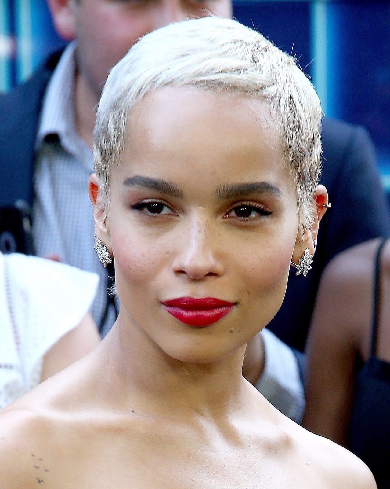 Short Blonde Buzz Cut with Red Lipstick — Classy Buzz Cut