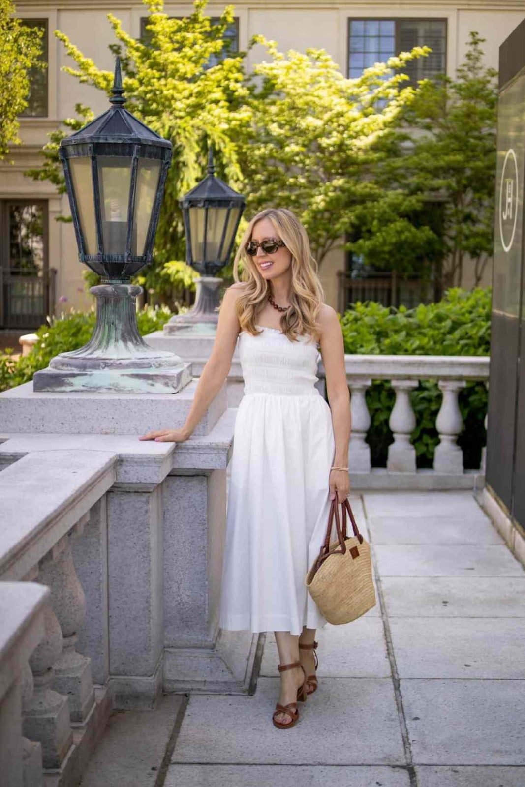 White Strapless Midi Dress with Smocked Bodice White Strapless Midi Dress with Smocked Bodice — Classy Capsule Wardrobe