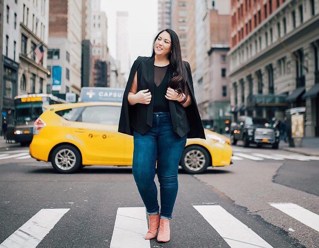 Cape Blazer Over Sheer Top and Jeans — Classy Casual Date Night Outfit