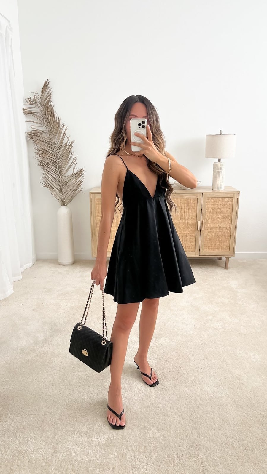 Black Velvet Mini Dress with Strappy Heels — Classy Casual Date Night Outfit