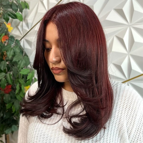 Rich Cherry Red With Subtle Tones Rich Cherry Red With Subtle Tones — Classy Cherry Balayage