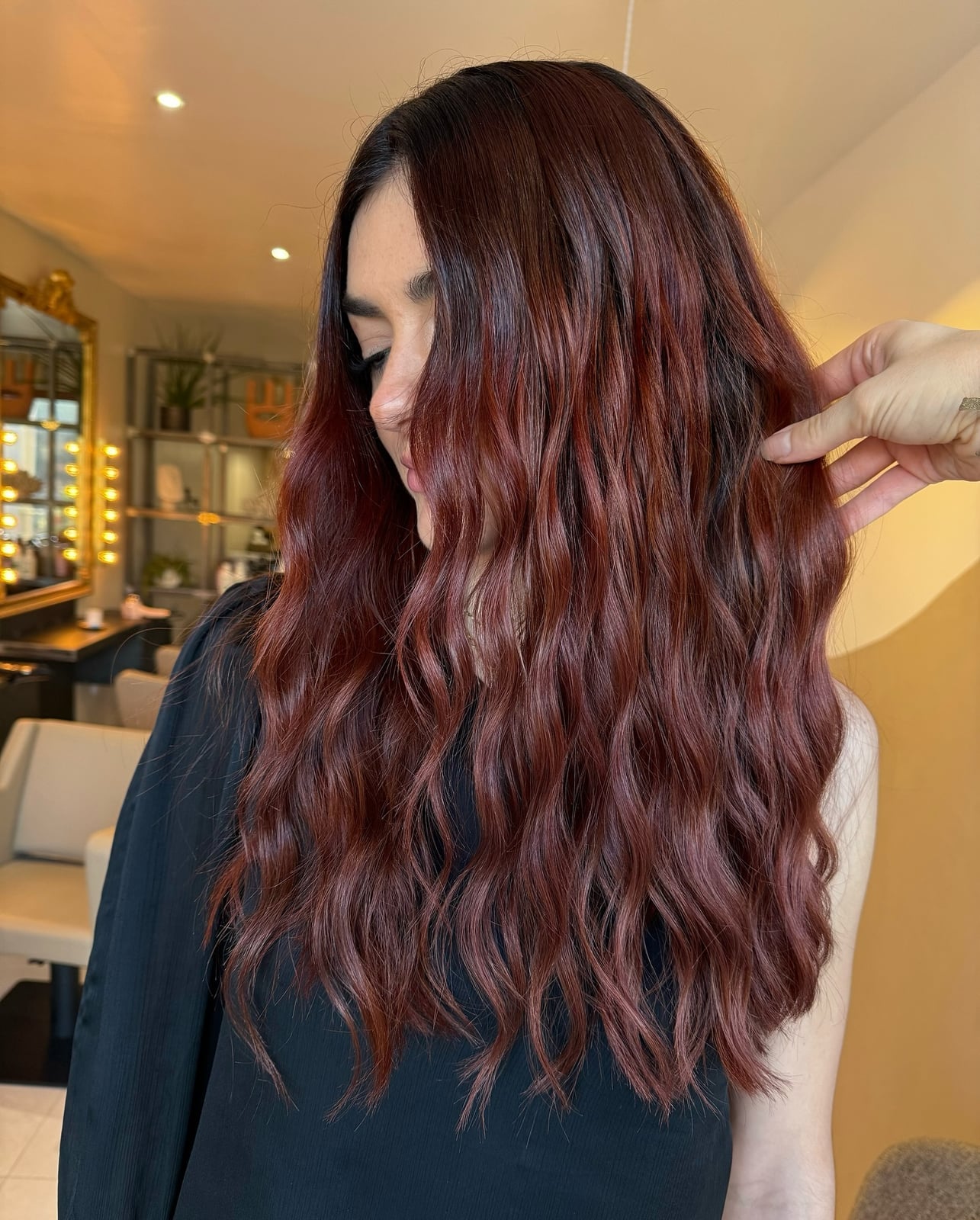 Cherry Red Base With Red-Brown Balayage Cherry Red Base With Red-Brown Balayage — Classy Cherry Balayage