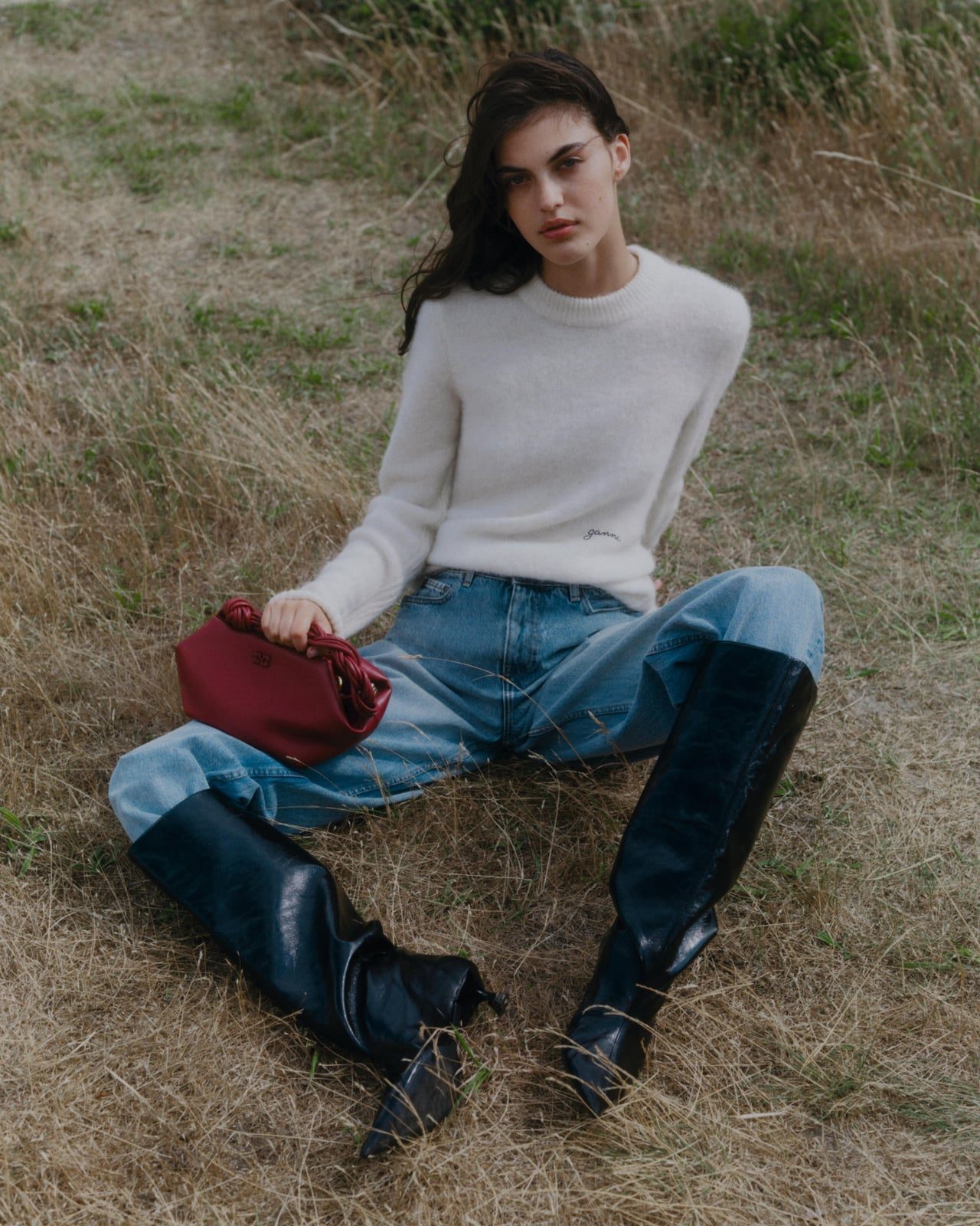 White Knit Sweater with Blue Denim Jeans and Black Boots — Classy Chill Outfit