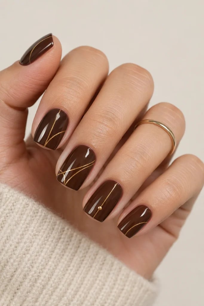 Deep Glossy Brown Short Square Nails Deep Glossy Brown Short Square Nails — Classy Chocolate Nails