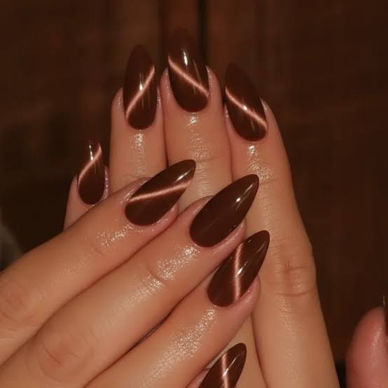 Sheer Nude Dark Chocolate French Almond Nails Sheer Nude Dark Chocolate French Almond Nails — Classy Chocolate Nails