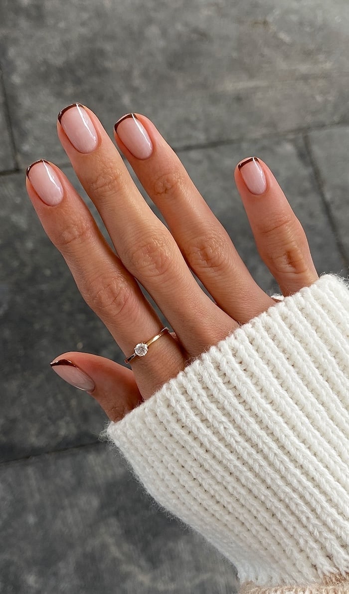 Minimalist Chocolate French Short Square Nails Minimalist Chocolate French Short Square Nails — Classy Chocolate Nails
