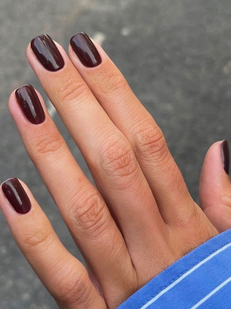 Deep Rich Chocolate Brown Short Oval Nails Deep Rich Chocolate Brown Short Oval Nails — Classy Chocolate Nails