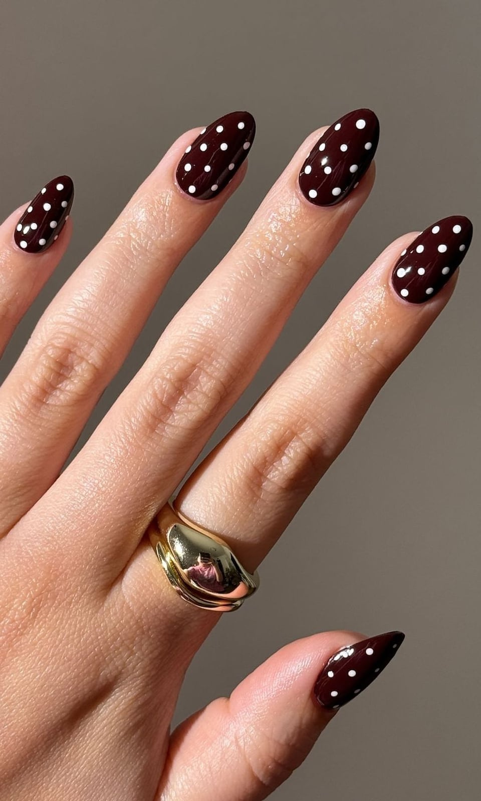 Chocolate Brown with White Polka Dots Chocolate Brown with White Polka Dots — Classy Chocolate Nails