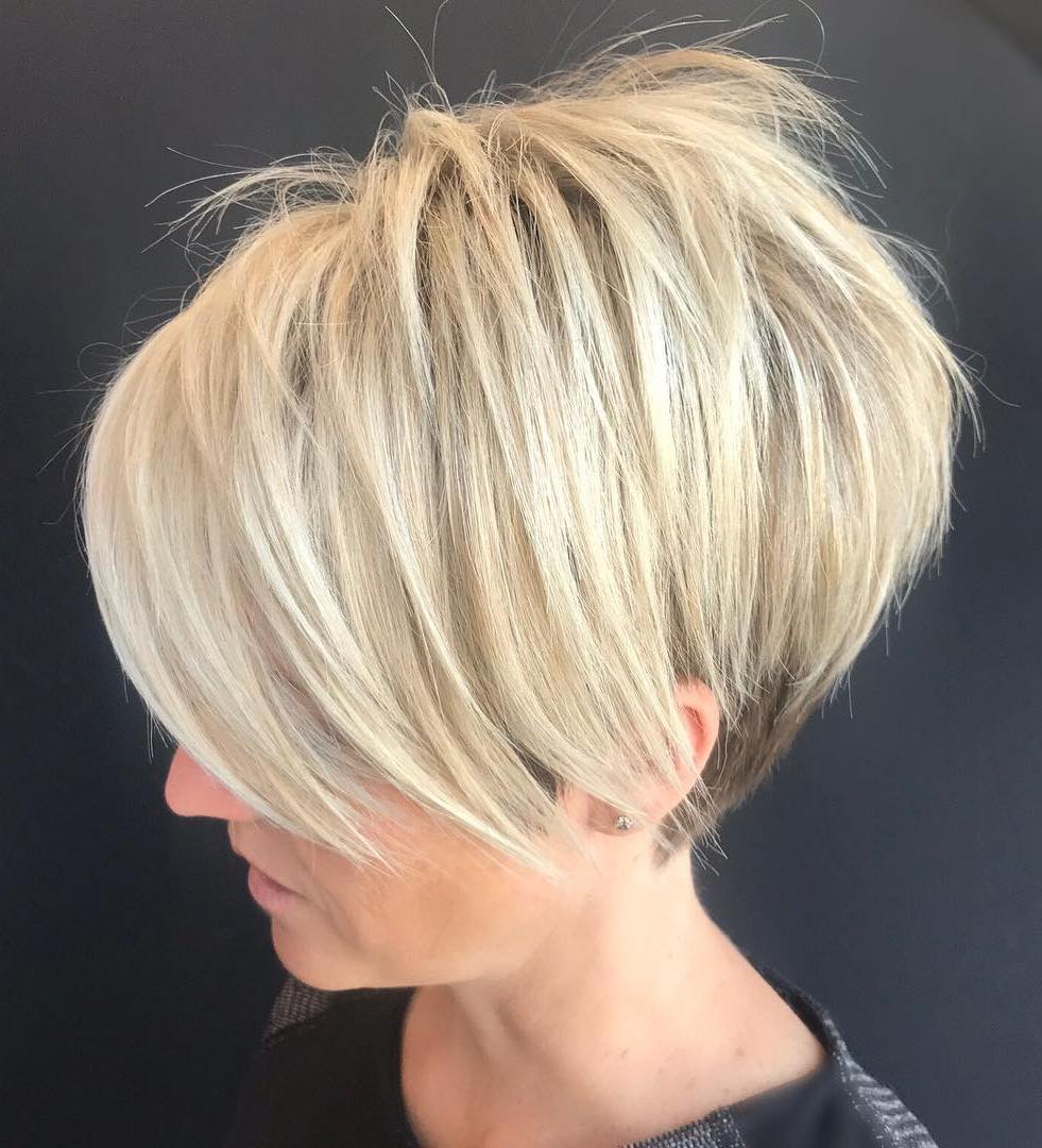 Platinum Blonde Short Pixie With Choppy Layers Platinum Blonde Short Pixie With Choppy Layers — Classy Choppy Layers