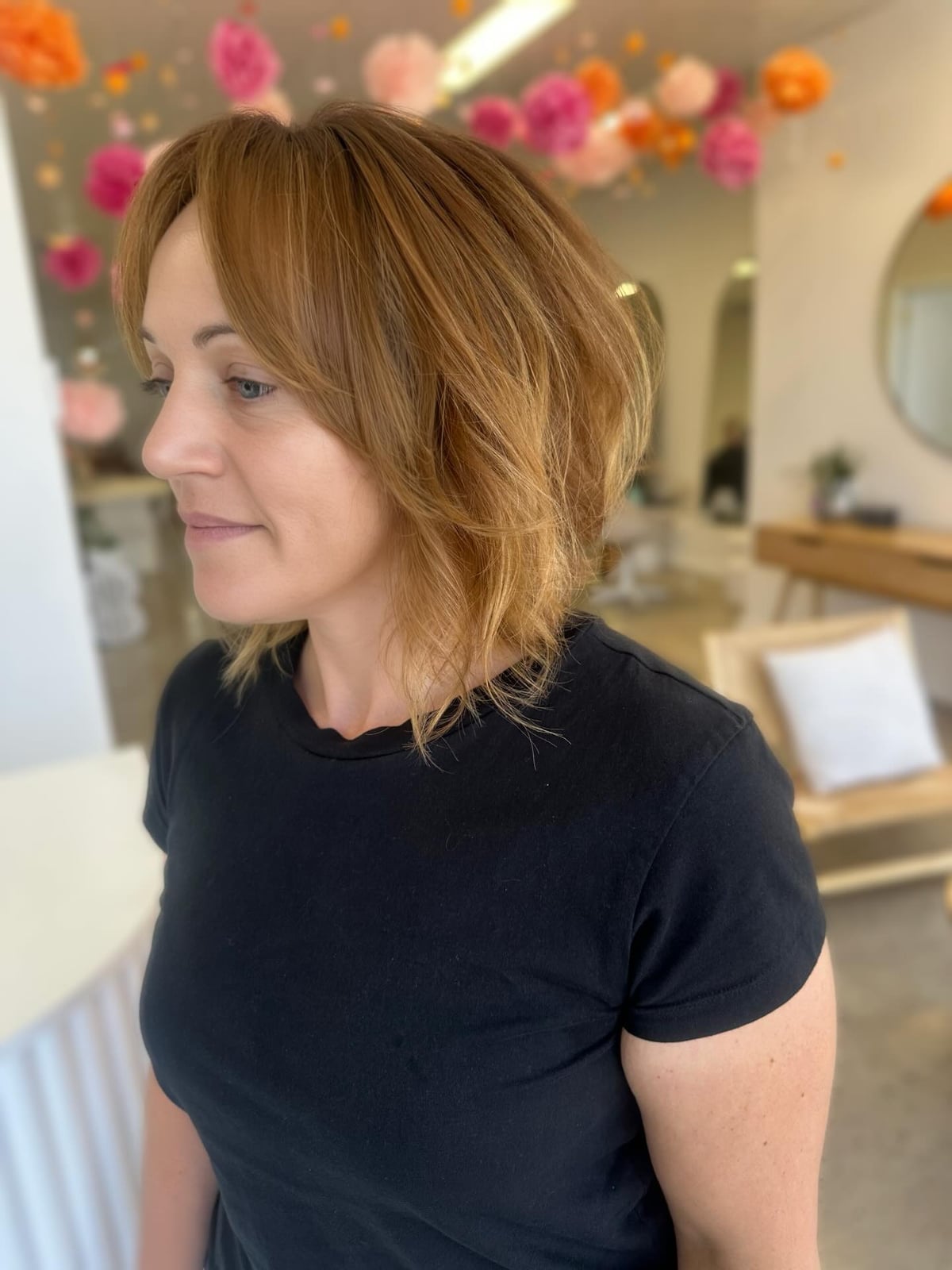 Copper Bob With Choppy Ends And Side Swept Bangs Copper Bob With Choppy Ends And Side Swept Bangs — Classy Choppy Layers