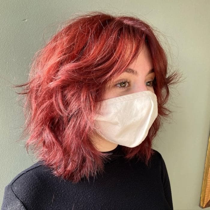 Short Red Shag With Wispy Bangs Short Red Shag With Wispy Bangs — Classy Choppy Layers