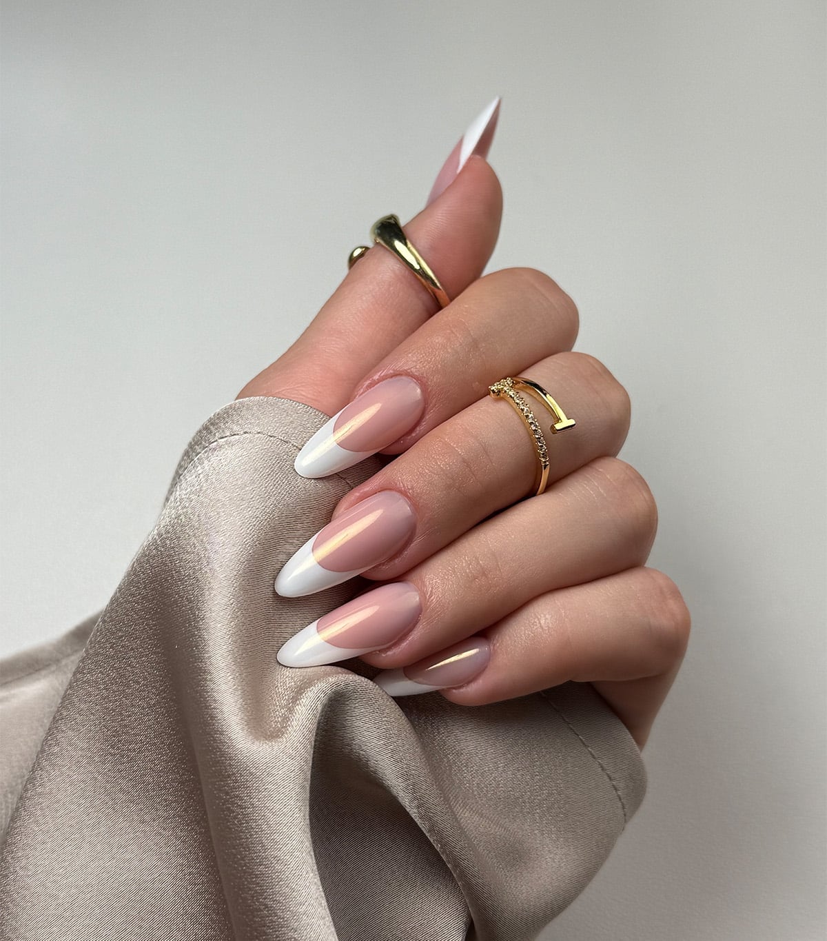 French Manicure with Subtle Chrome Cuticle Line — Classy Chrome Nails