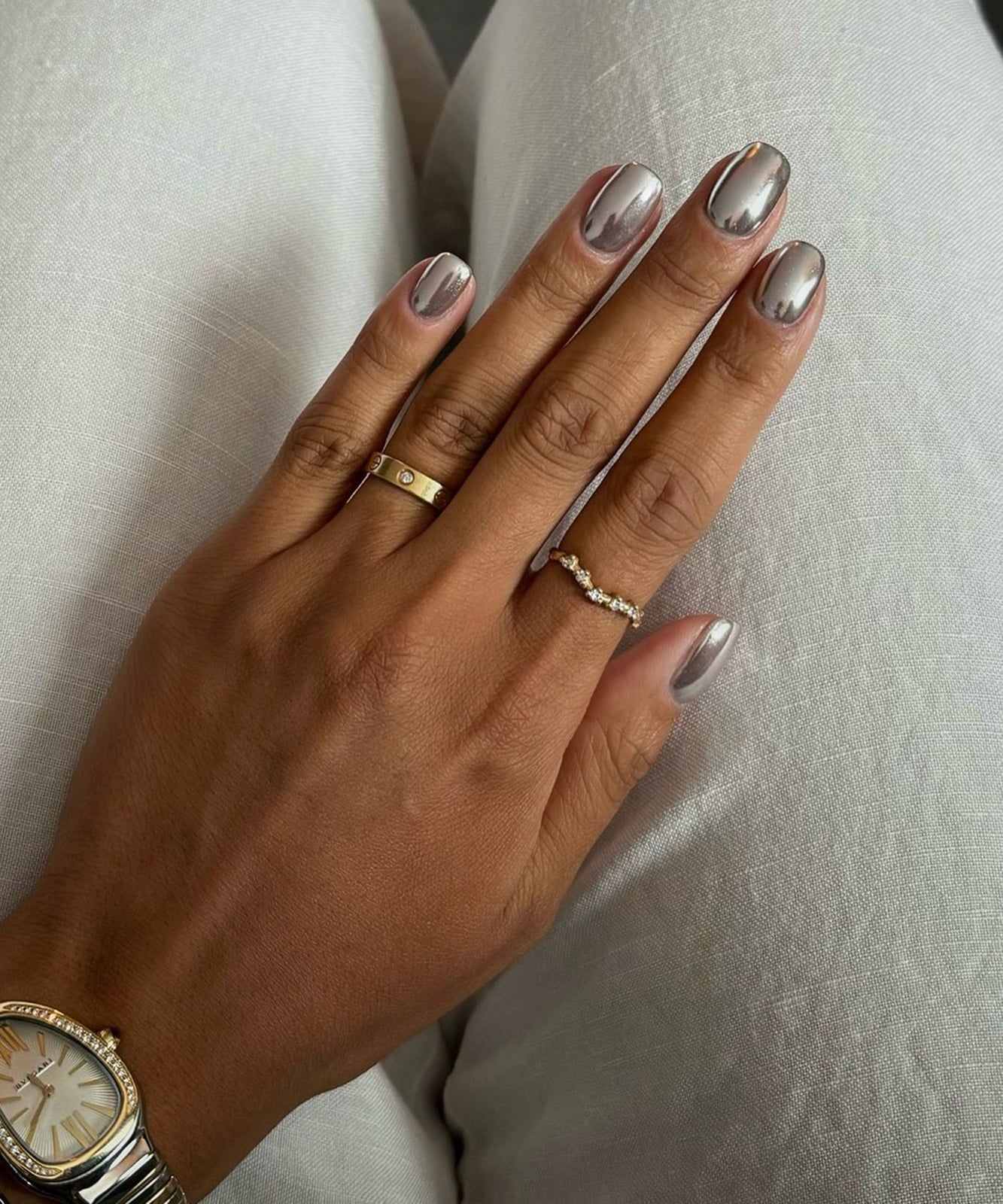 Medium Soft Square Metallic Silver Chrome Medium Soft Square Metallic Silver Chrome — Classy Chrome Nails Colors