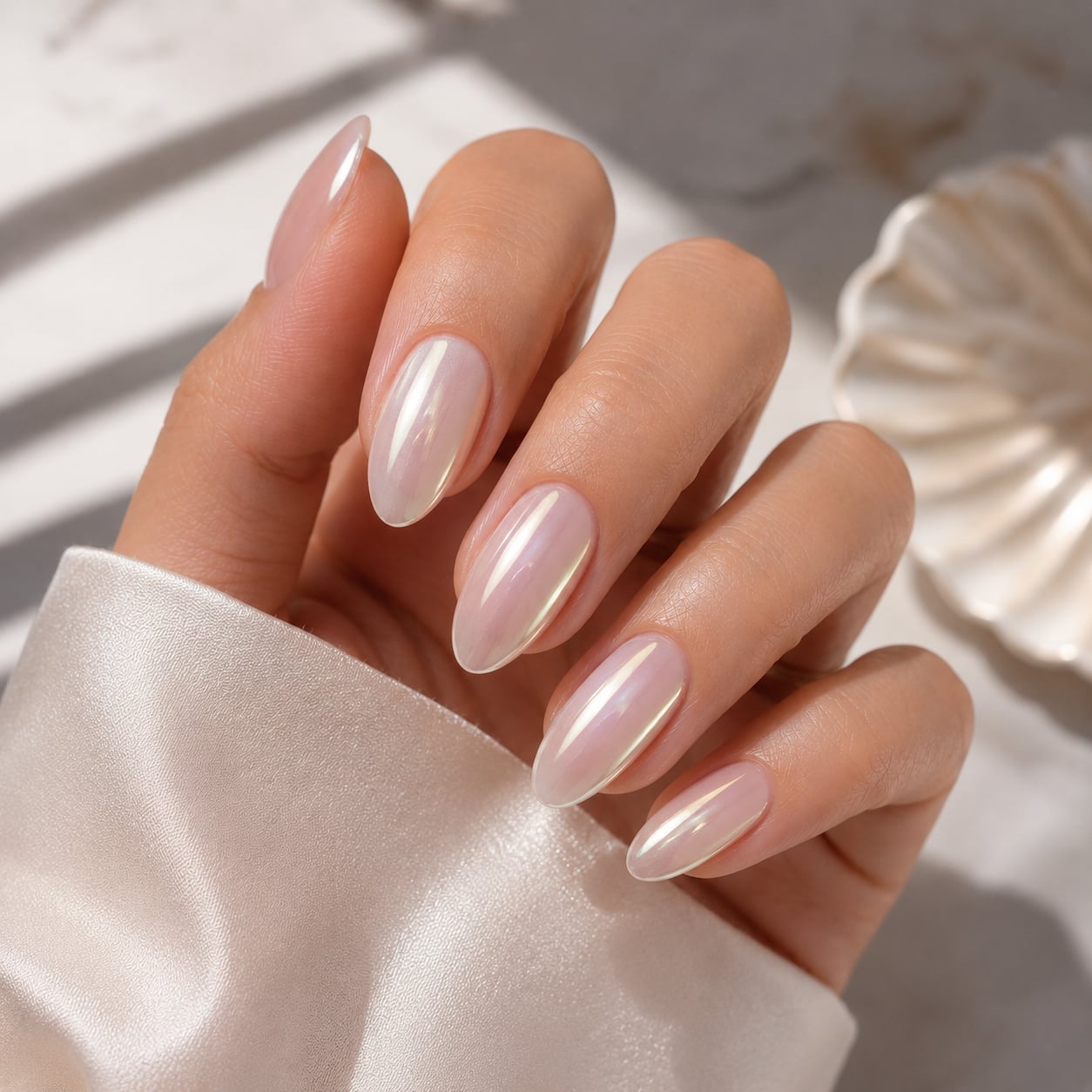 Medium Almond Pearlescent Chrome Nails Medium Almond Pearlescent Chrome Nails — Classy Chrome Nails Colors