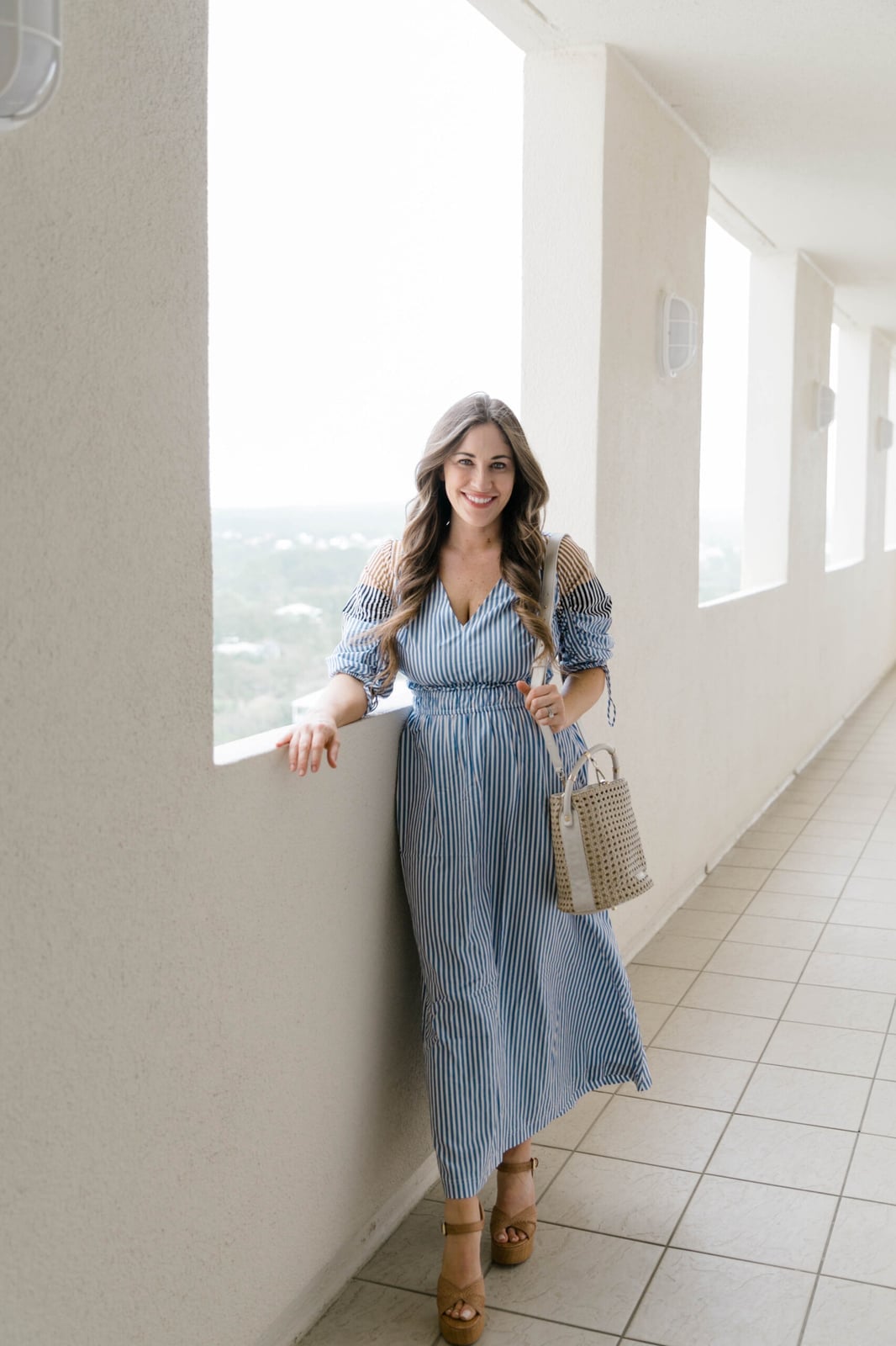 Striped Maxi Dress with Cold Shoulder Detail Striped Maxi Dress with Cold Shoulder Detail — Classy Coastal Style