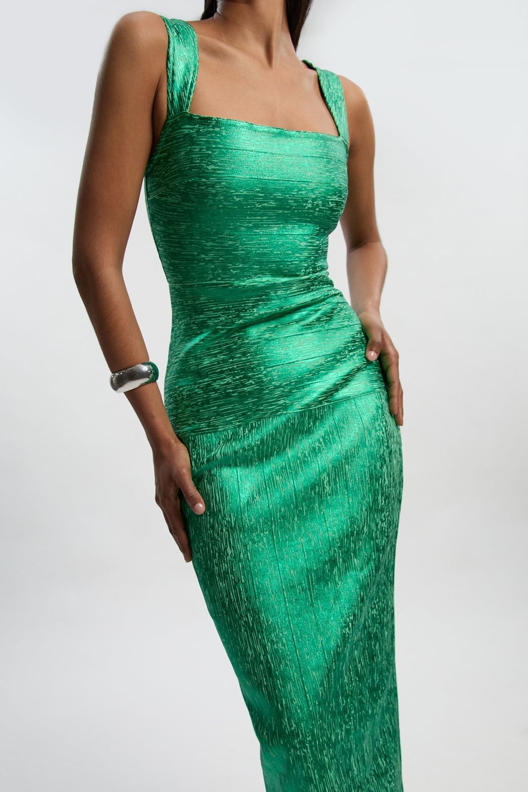 Emerald Green Metallic Knit Square Neck Dress Emerald Green Metallic Knit Square Neck Dress — Classy Cocktail Attire for Women
