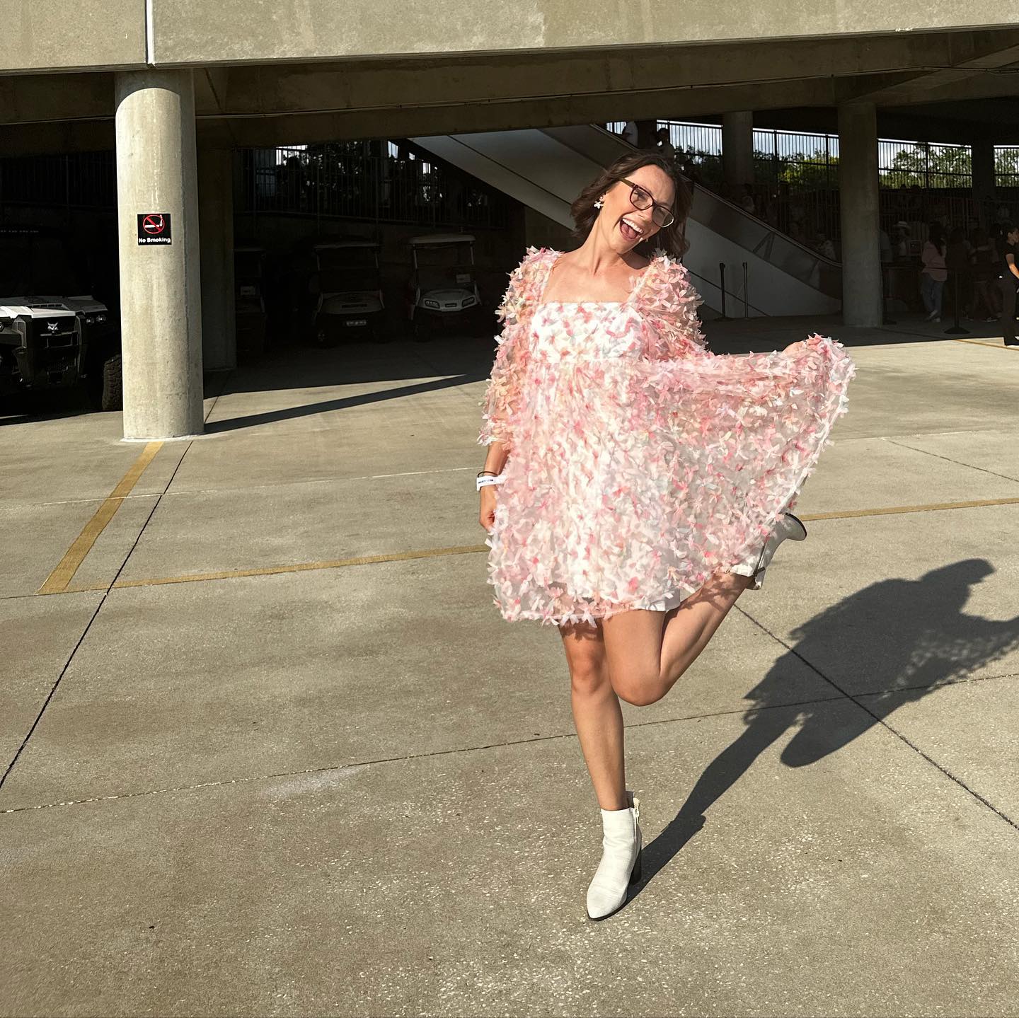 Pink Fit and Flare Mini Dress with Textured Appliqué Pink Fit and Flare Mini Dress with Textured Appliqué — Classy Concert Dresses