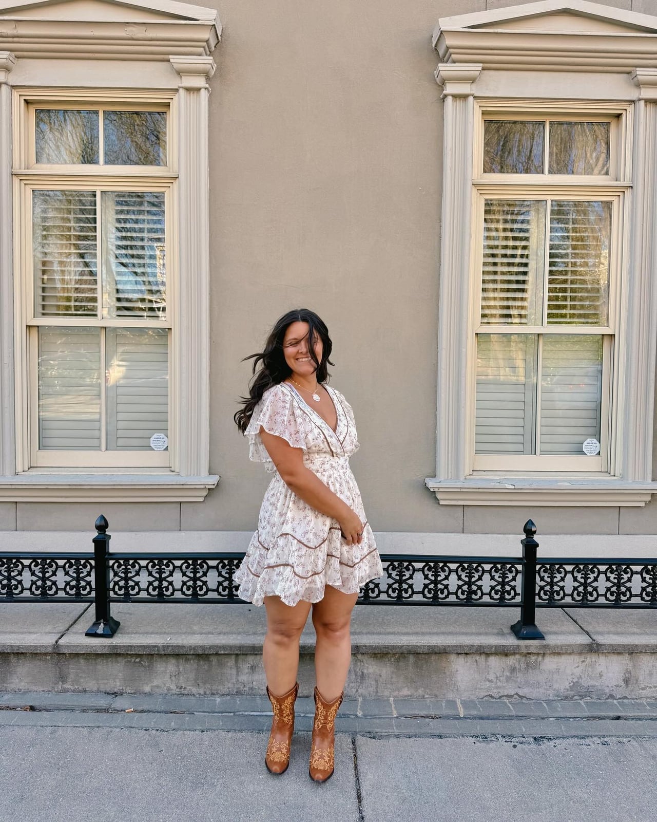 White Floral Print A-line Mini Dress White Floral Print A-line Mini Dress — Classy Concert Dresses