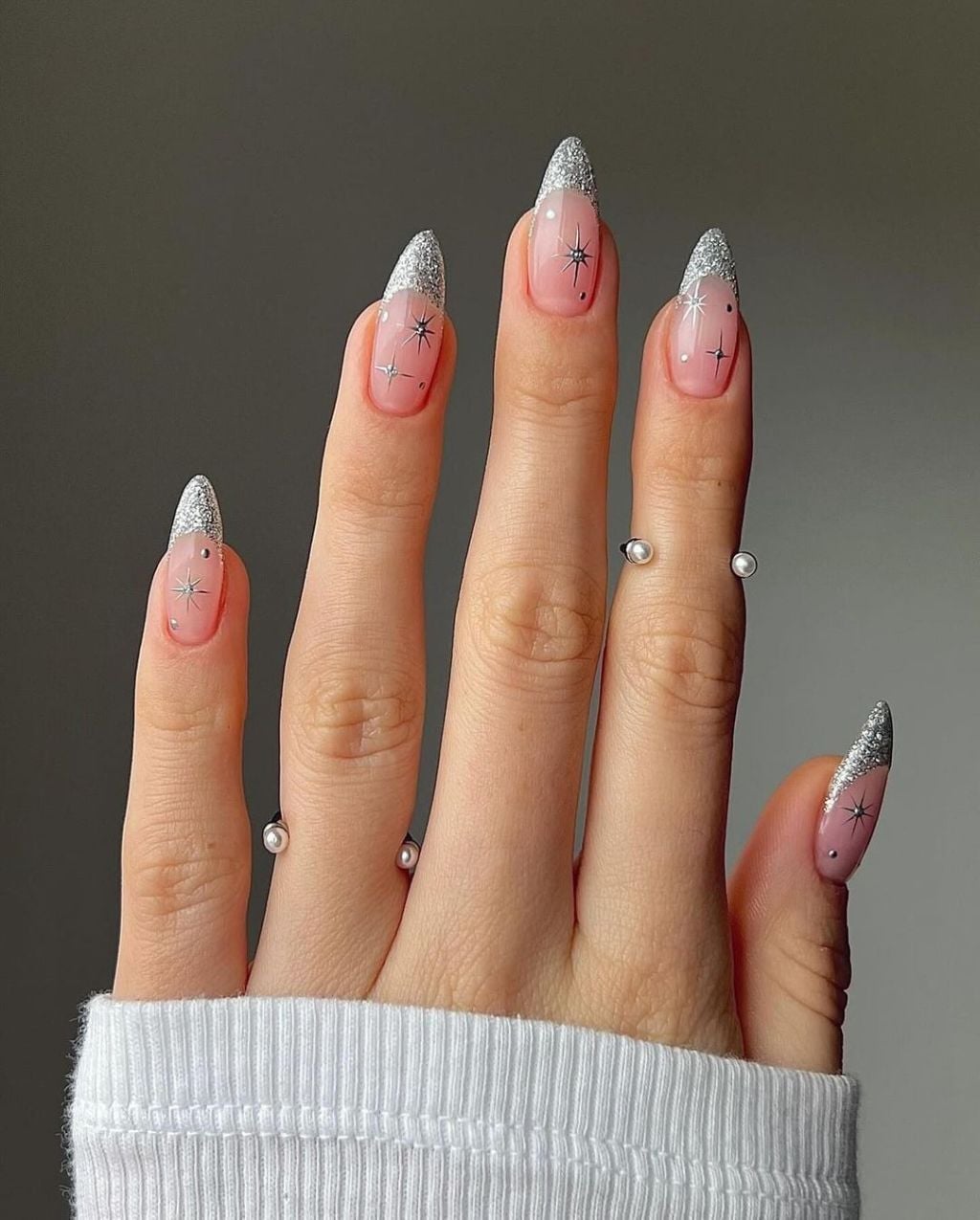 Baby Blue Glitter Accent Almond Nails Baby Blue Glitter Accent Almond Nails — Classy Concert Nails