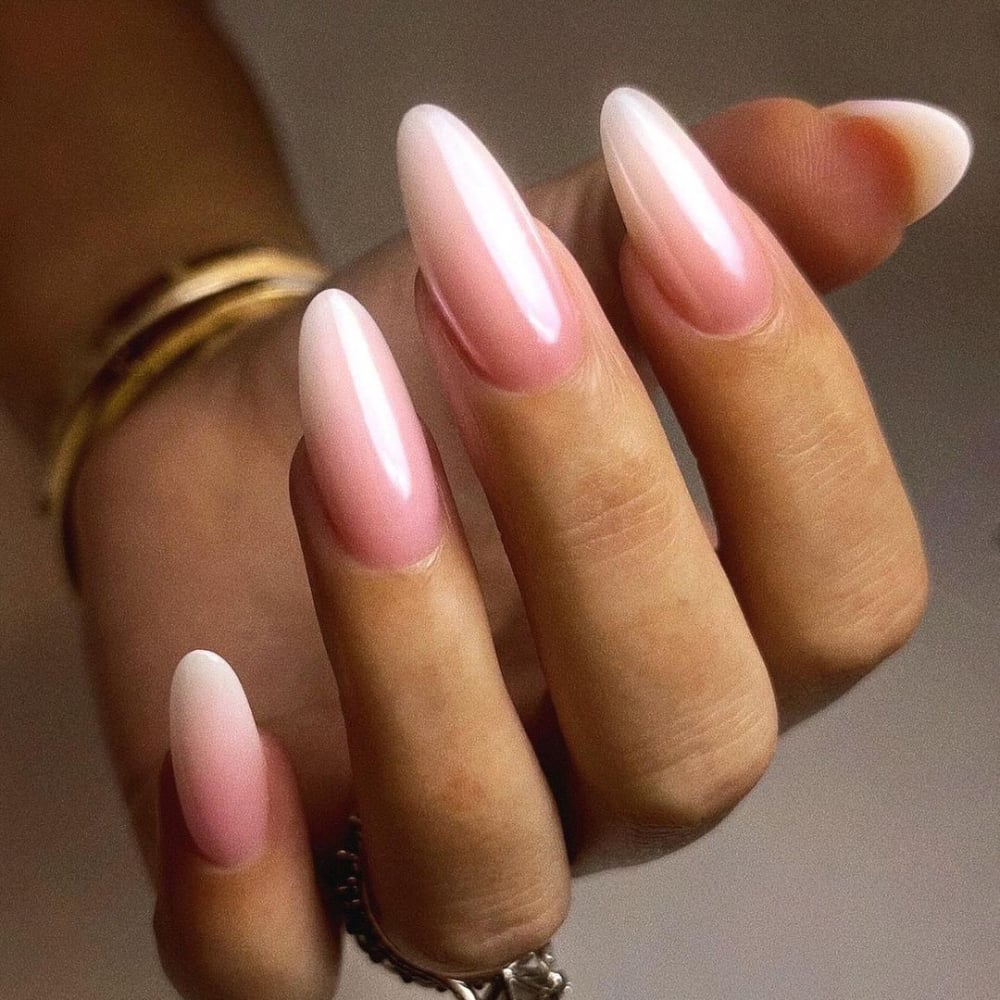 Ombre Pink White Almond Nails Ombre Pink White Almond Nails — Classy Concert Nails