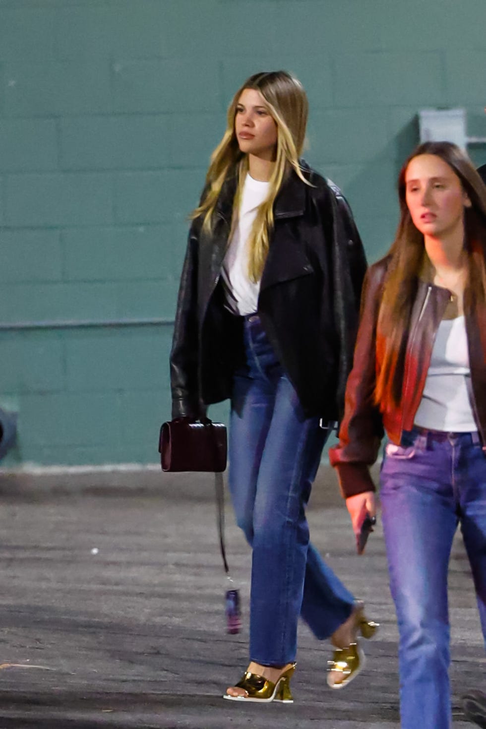 Oversized Leather Jacket with Wide-Leg Jeans — Classy Concert Outfits