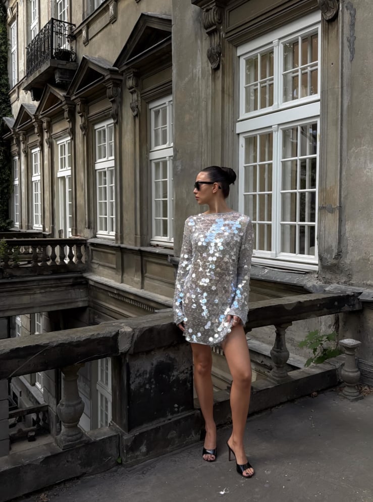 Sparkling Silver Sequin Mini Dress — Classy Concert Outfits