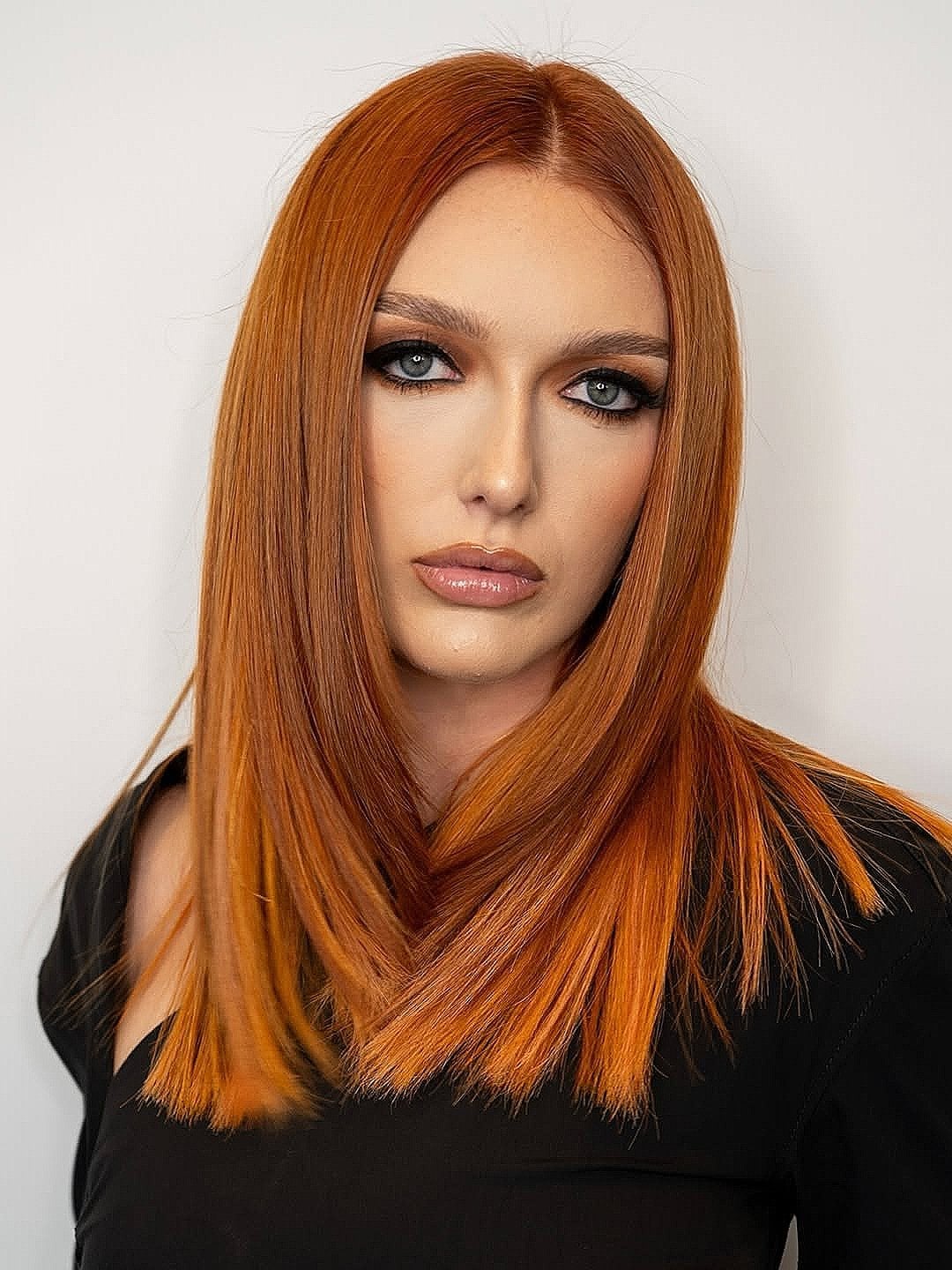 Vibrant Copper Fine Straight Collarbone — Classy Copper Hair Color